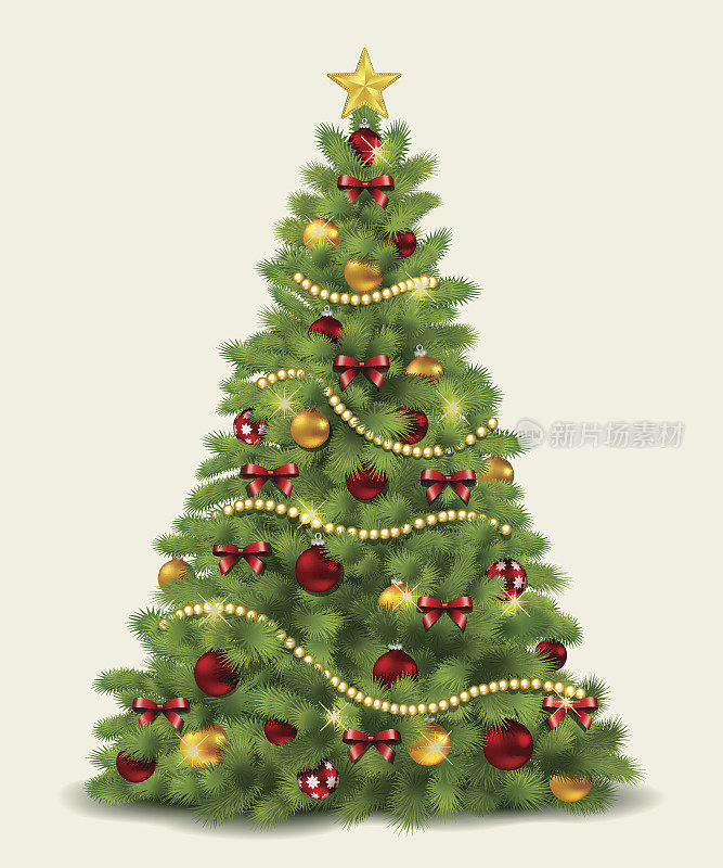 装饰圣诞树的插图