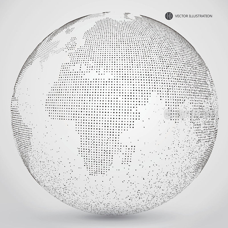 三维抽象的星球，点，代表全球，国际的意义。