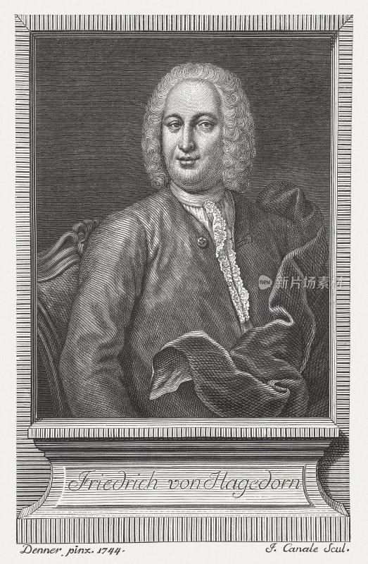 弗里德里希・冯・哈格多恩(1708-1754)，德国诗人，木刻，1882年出版