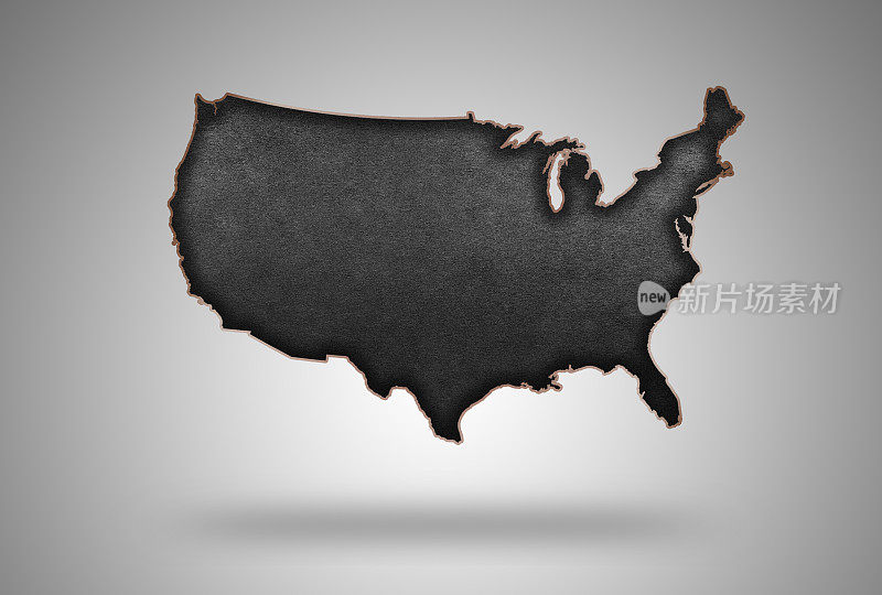 美国轮廓形状与黑板图案和软木框架
