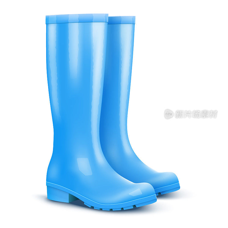 一双蓝色雨靴