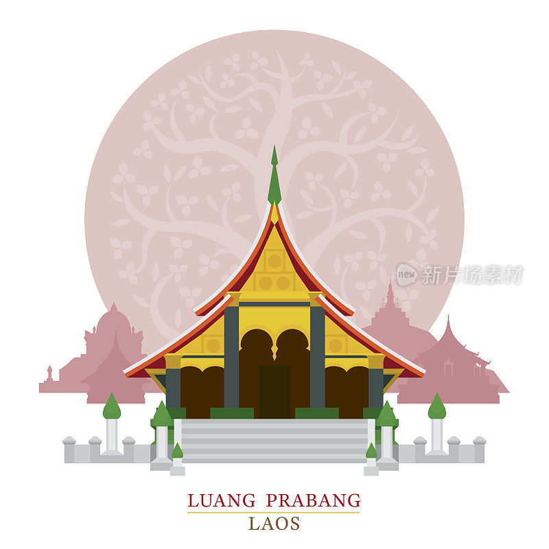 老挝琅勃拉邦香通寺的装饰背景