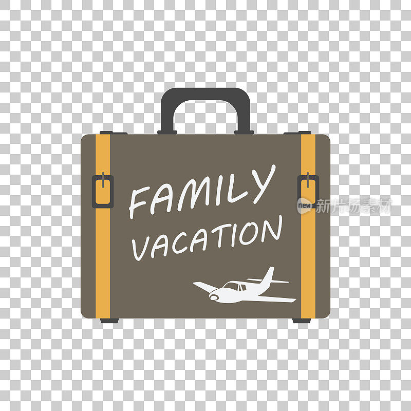 家庭度假概念平面矢量插图。旅行箱用于旅游、旅行、旅行、旅游、远航、暑假。