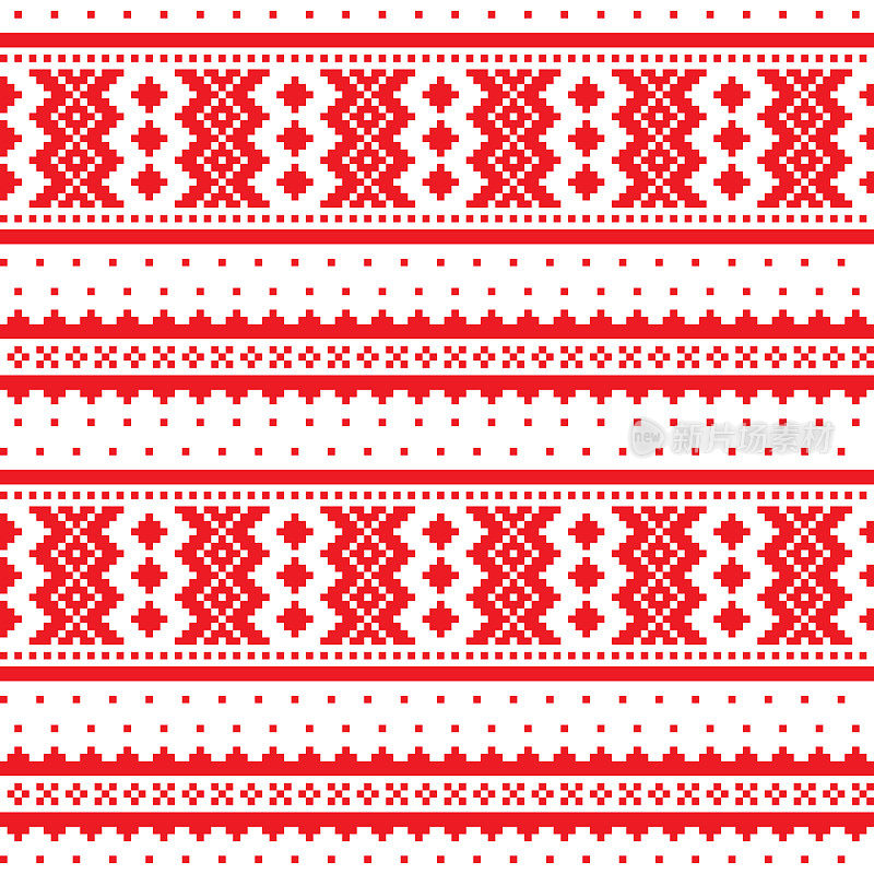 冬季十字绣矢量图案的灵感来自于拉普兰的萨米人民间艺术——斯堪的纳维亚、北欧风格