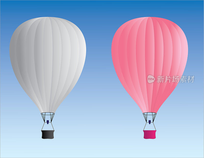粉色和白色的热气球矢量