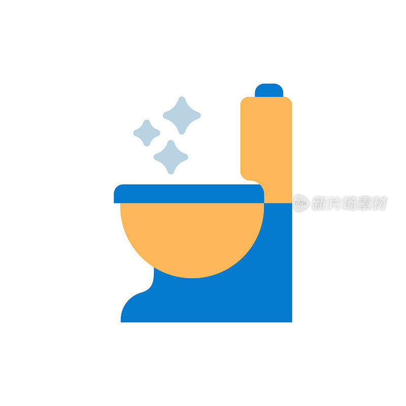 厕所清洁平面图标，平面设计矢量符号插图。