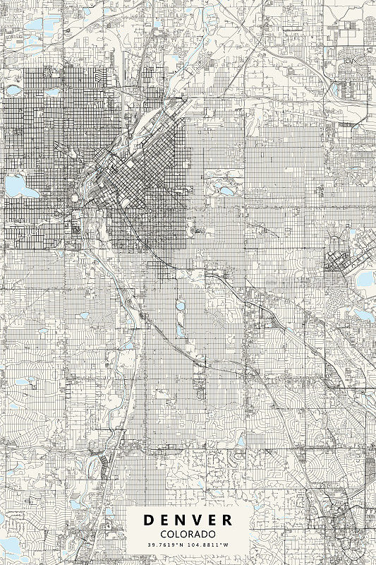 丹佛，科罗拉多矢量地图