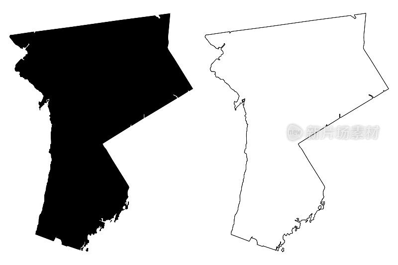 纽约州威彻斯特县(美国县，美国，美国)地图矢量插图，涂鸦草图威彻斯特地图