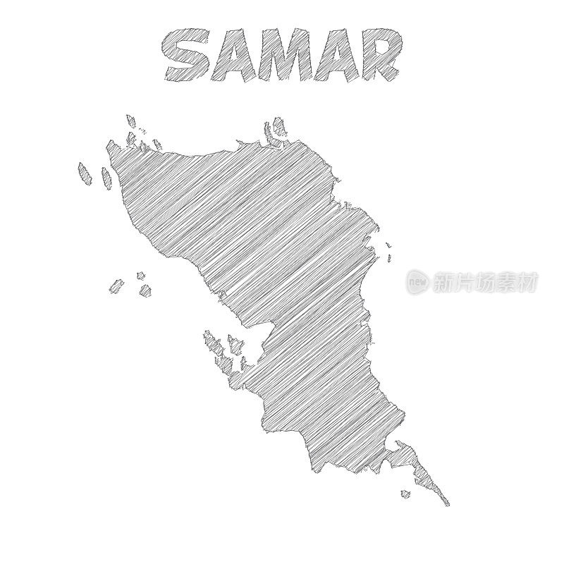 萨玛地图手绘在白色背景上