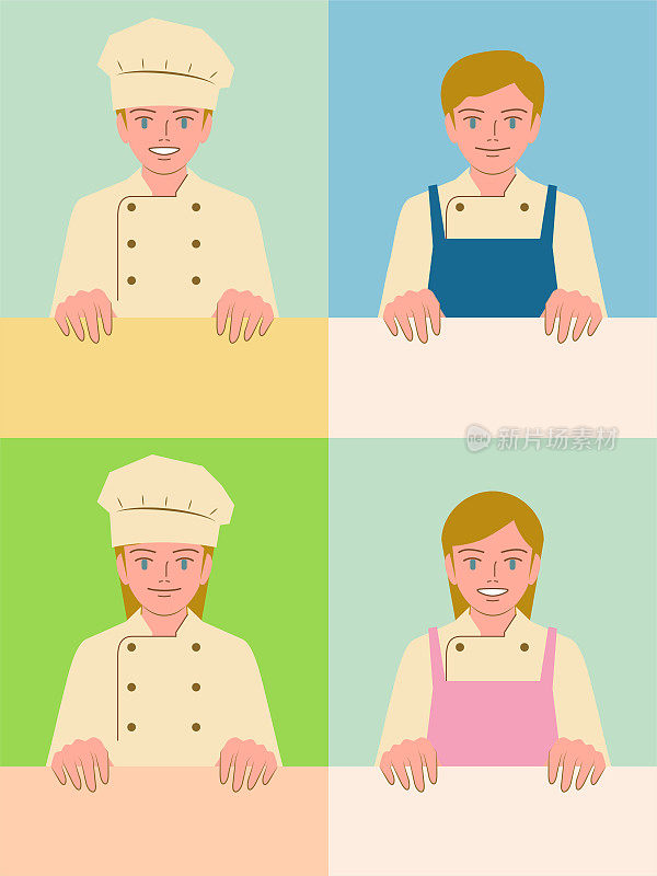微笑着美丽的孩子厨师(男孩和女孩)举着空白的牌子