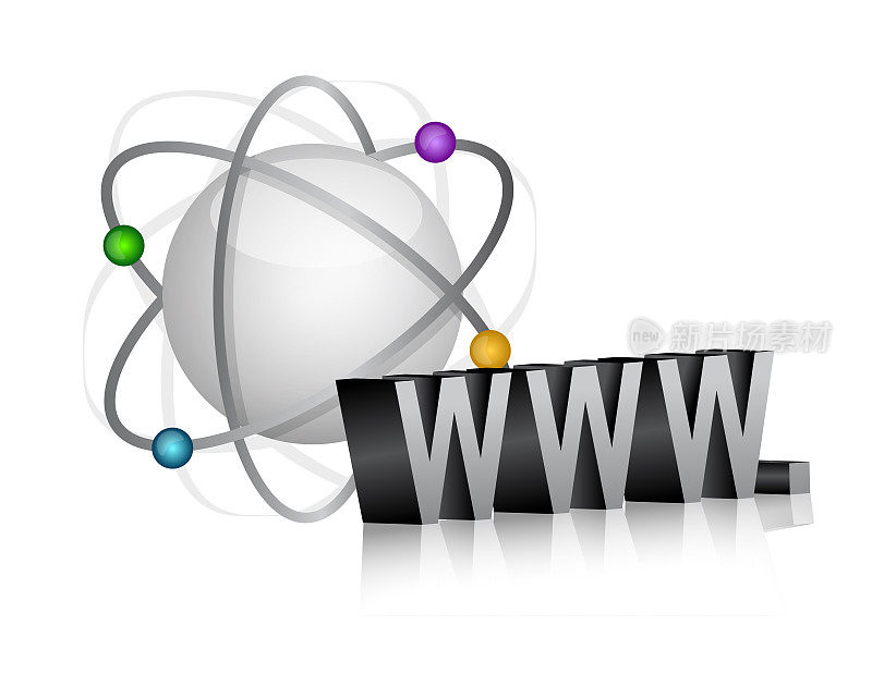 球体原子和www标志插图
