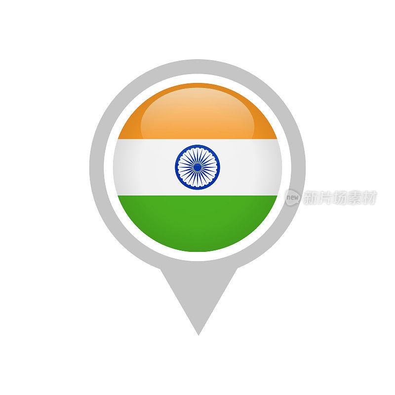 印度-旗帜图标矢量插图-圆针