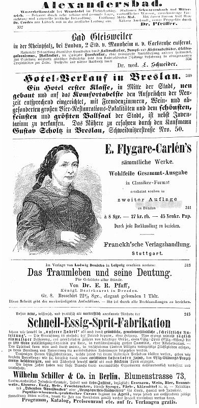 1868年在德国杂志上刊登广告