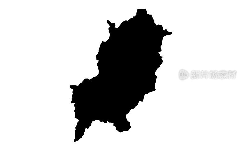 老挝琅勃拉邦市黑色剪影地图