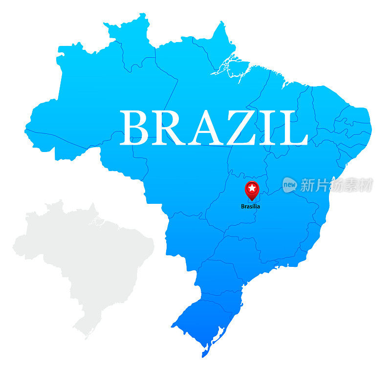 巴西蓝色地图与地区