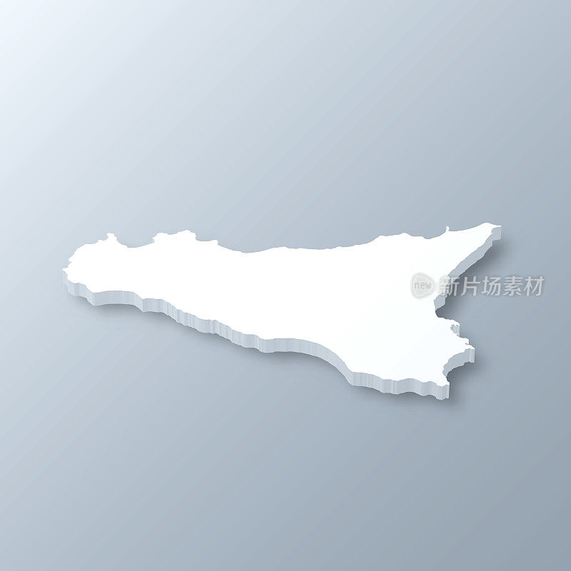 西西里岛三维地图的灰色背景