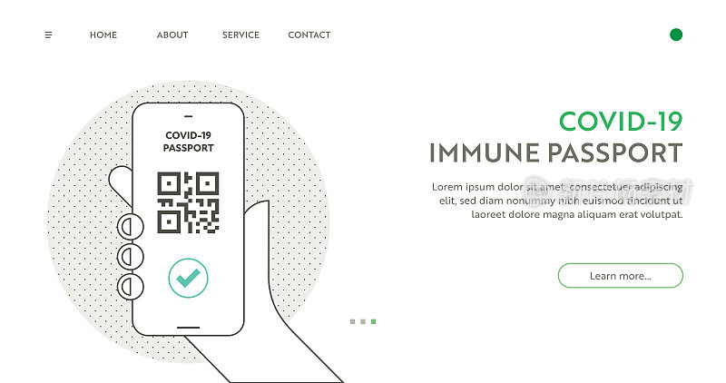 Covid-19免疫护照概念网页模板