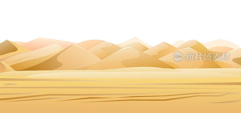 炎热的沙漠。南部乡村景观。很酷的卡通风格。孤立的白色背景。向量