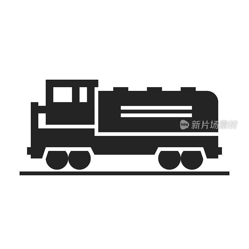 货运柴油机车图标。铁路运输的象征。孤立的矢量图