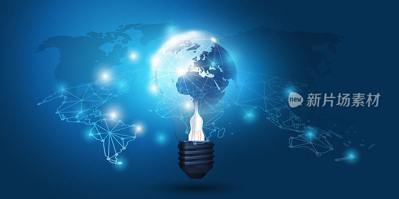 灯泡全球网络连接概念设计