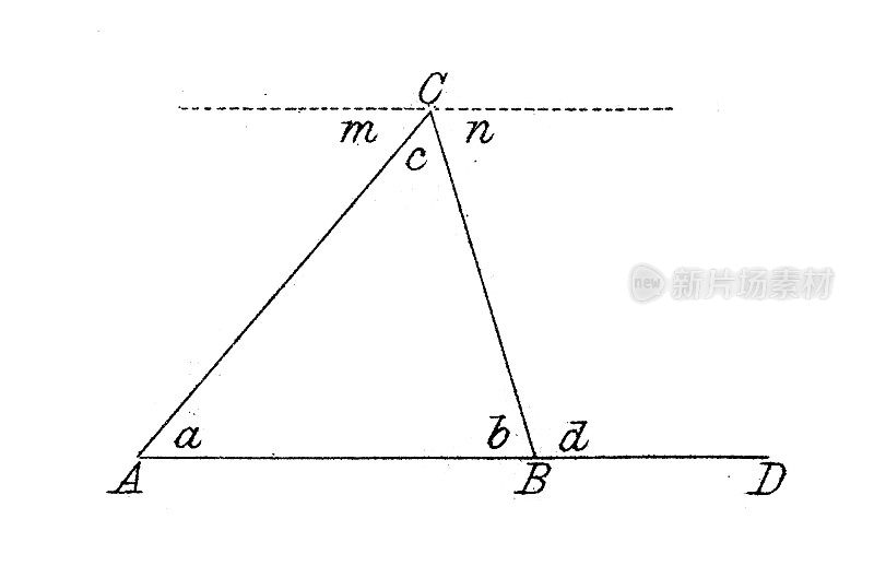 古董插图，数学和几何:三角形属性