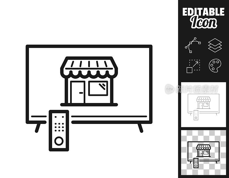 用电视网购。图标设计。轻松地编辑