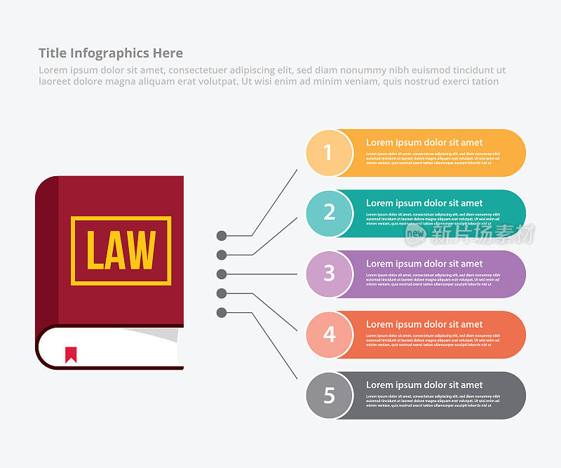 法律教育学习信息图数据模板横幅用于信息统计向量