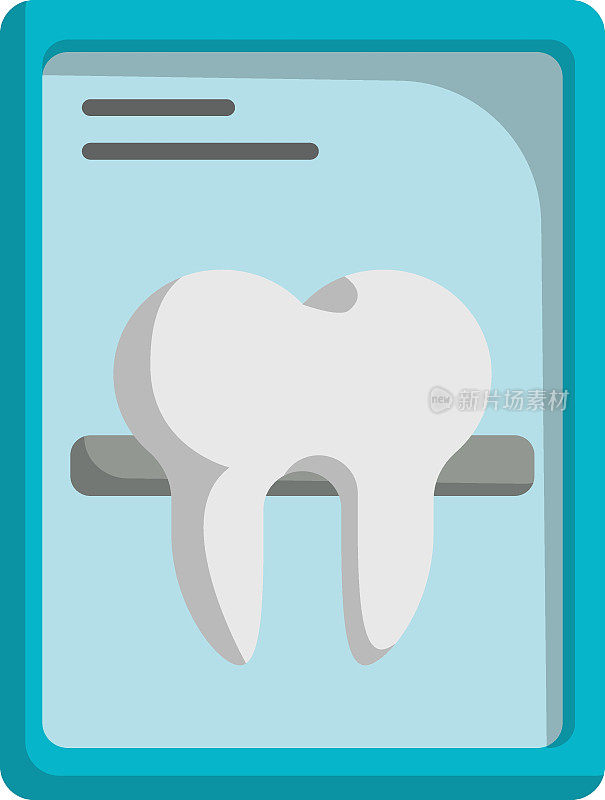 牙医x射线矢量彩色图标设计，牙科符号，医疗保健标志，牙科仪器库存插图，牙齿成像进展概念