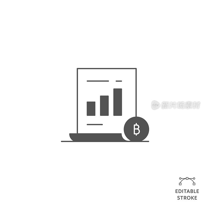 比特币市场分析平线图标与可编辑的笔画。Icon适用于网页设计、移动应用、UI、UX和GUI设计。