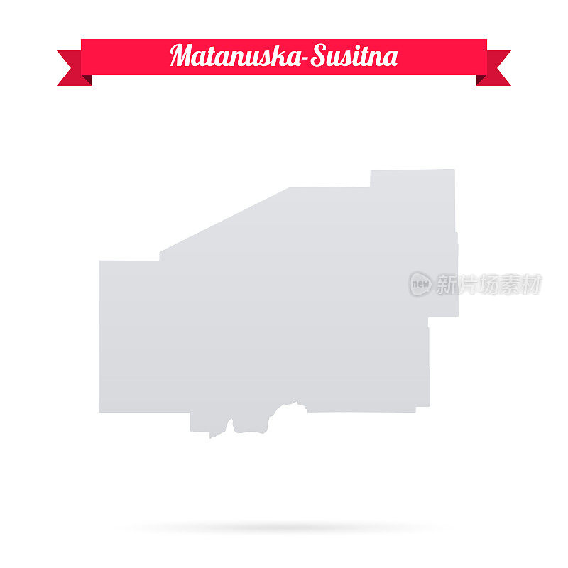 Matanuska-Susitna,阿拉斯加。白底红旗地图