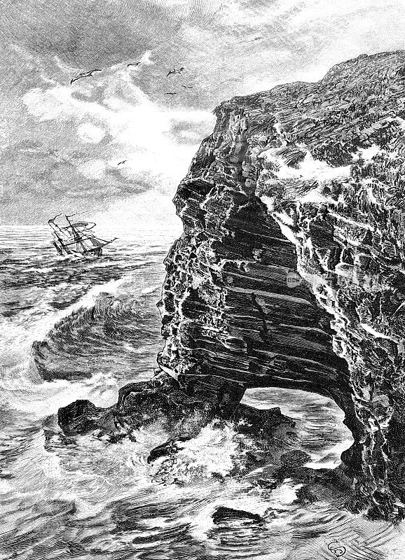 黑尔戈兰岛-在岩壁上冲浪