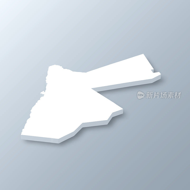 灰色背景上的约旦3D地图