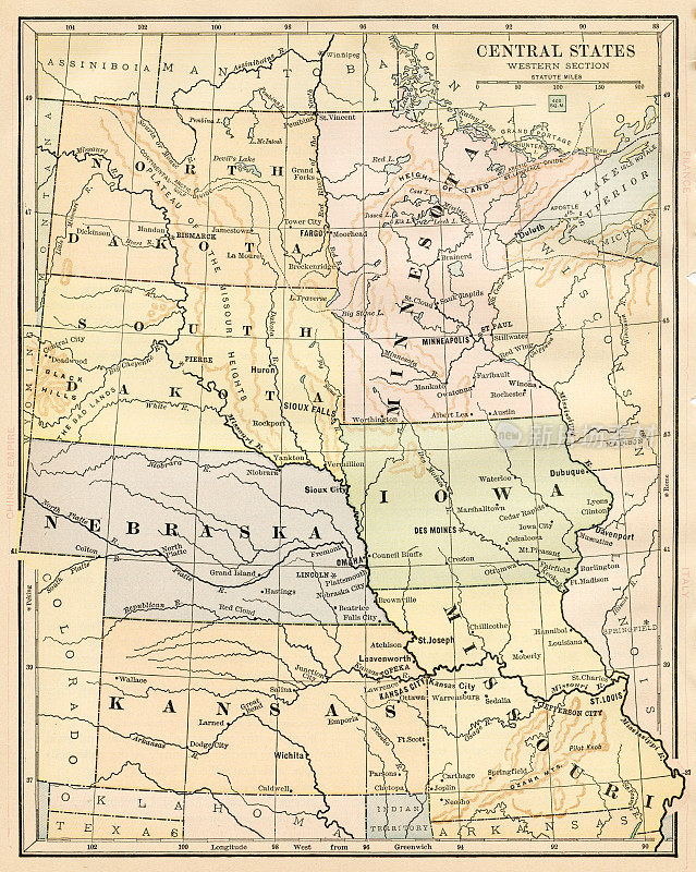 中央各州地图1888