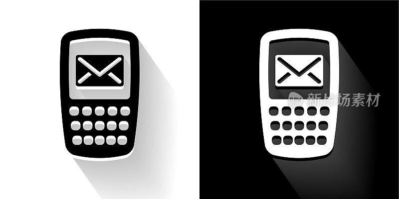 电话文本黑白图标与长影子