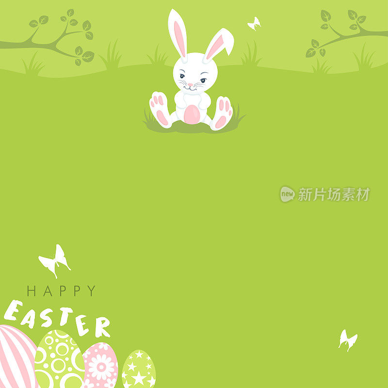 有可爱兔子的复活节海报
