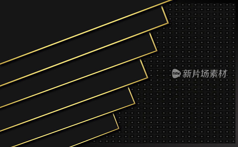 黑色和灰色技术背景与金色装饰线，矩形形状和文本的位置。抽象的设计模板为您美丽的背景宣传册，传单，杂志，企业，横幅，营销，书籍封面。
