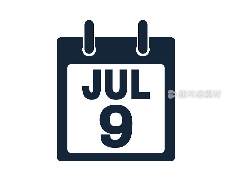 7月9日日历图标股票矢量插图