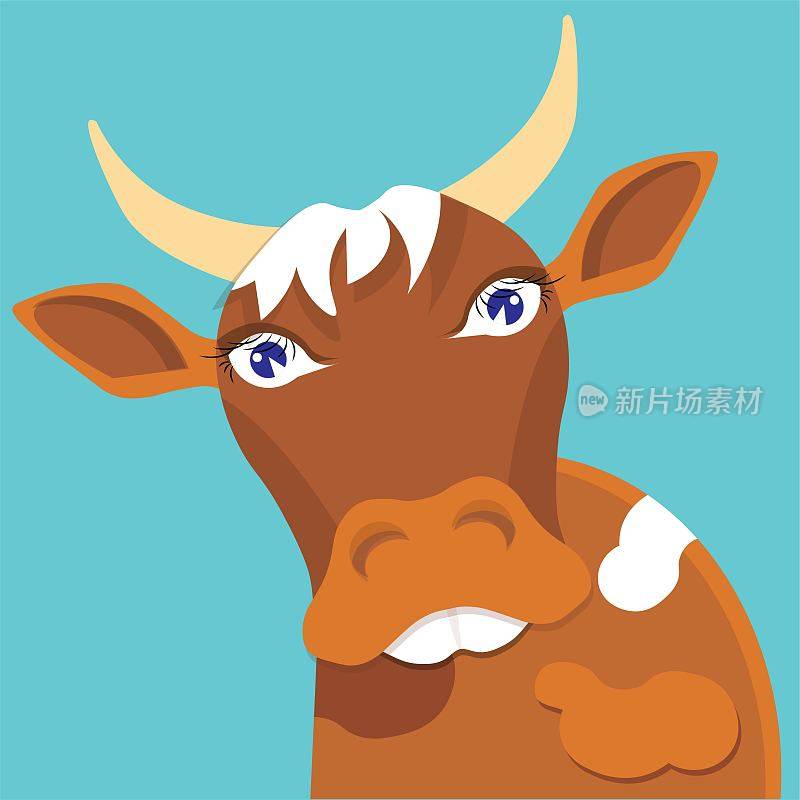 红牛上蓝3D农场动物艺术设计元素