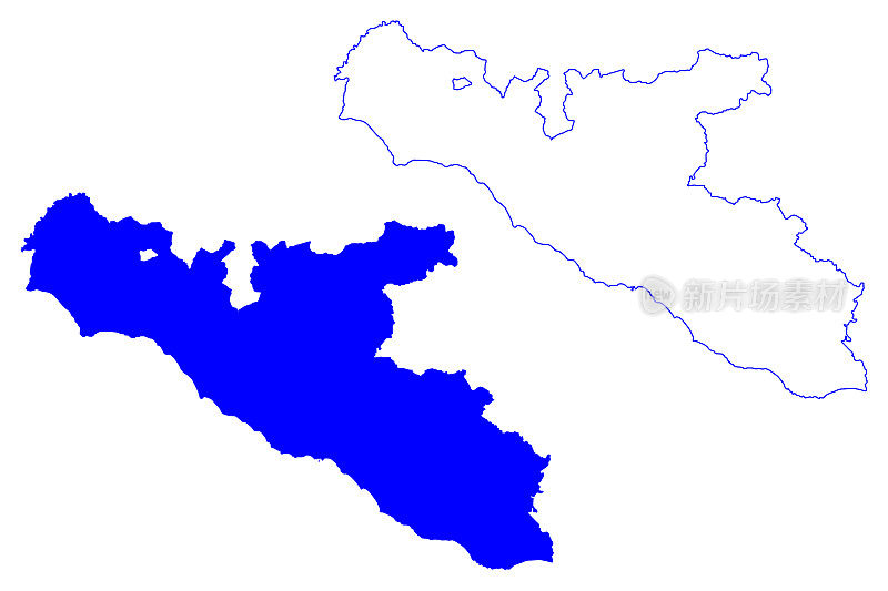免费阿格里托市联盟(意大利，意大利共和国，西西里地区)地图矢量插图，涂鸦草图阿格里托省地图