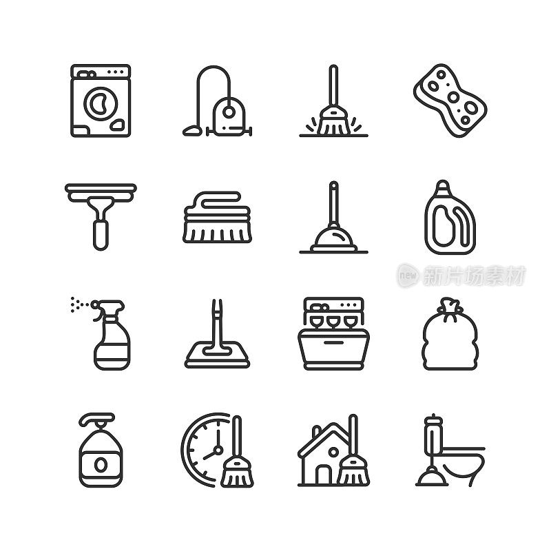 采购产品洗衣机,清洁,扫帚,胡佛,洗涤剂图标设计