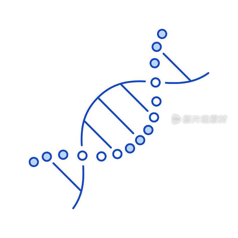 线性的蓝色DNA分子图标