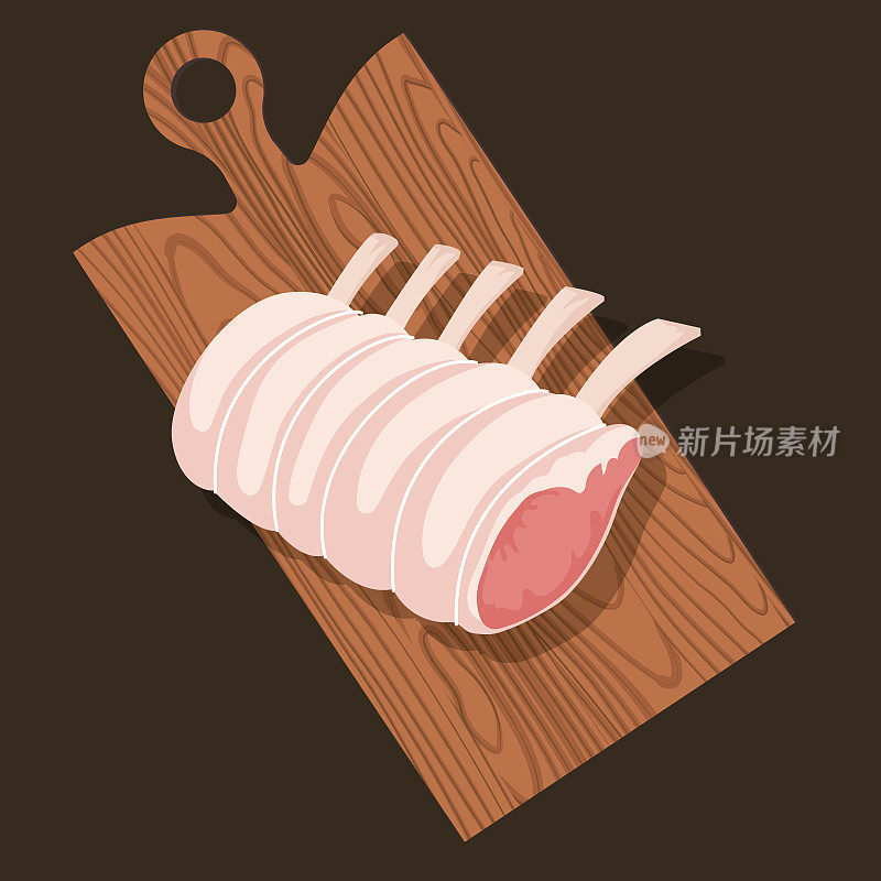 木制砧板与羊肉烤