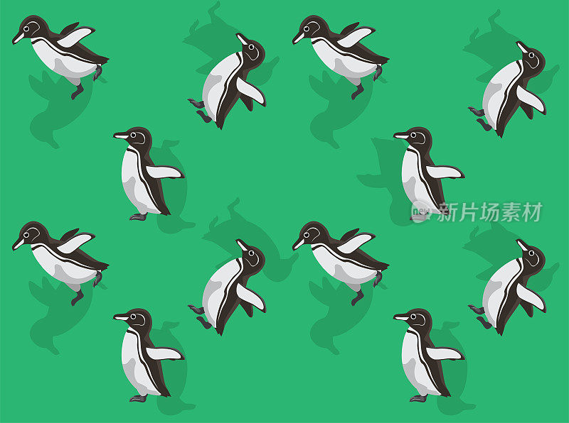 动物动画加拉帕戈斯企鹅卡通矢量无缝墙纸