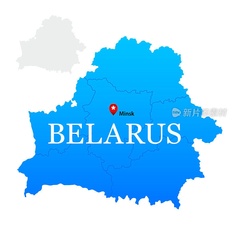 白俄罗斯地区蓝色地图