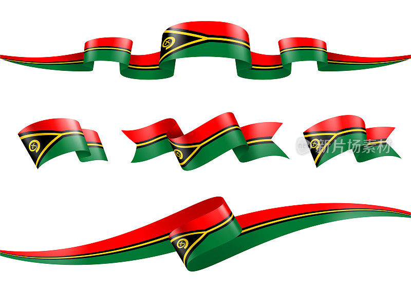瓦努阿图旗帜缎带集-矢量股票插图