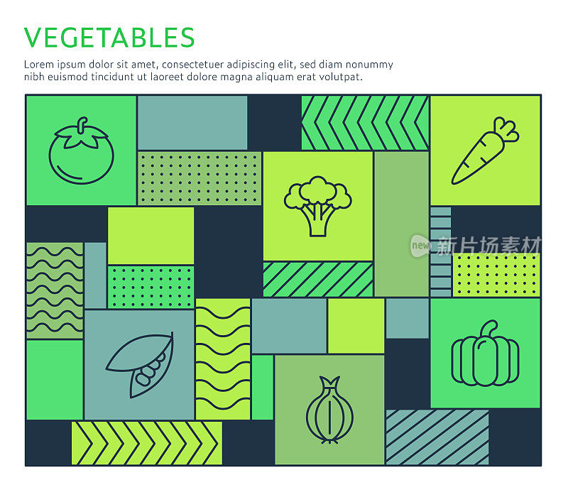 包豪斯风格蔬菜信息图表模板