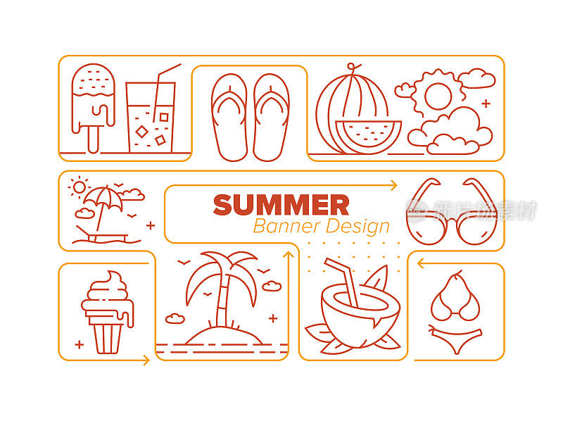 夏季线图标集及相关工艺信息图设计
