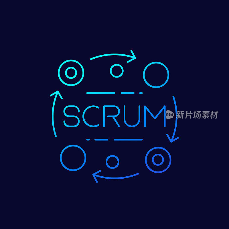 Scrum流程细线图标