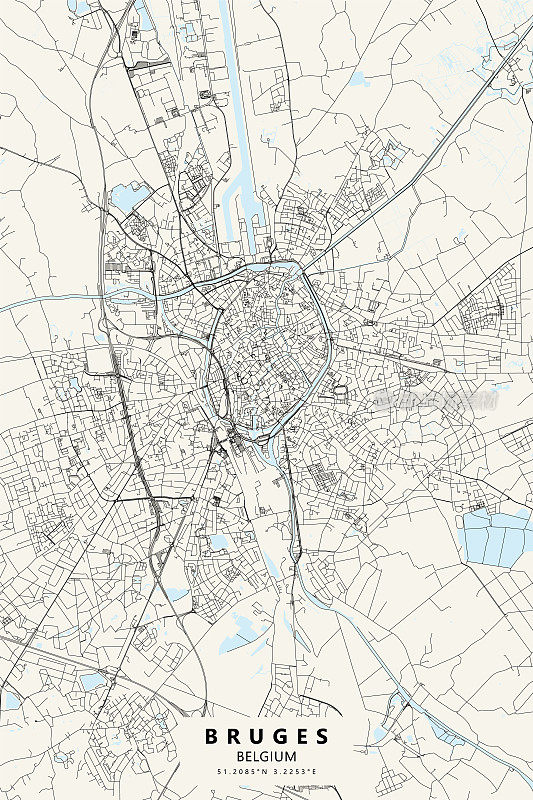 布鲁日，比利时矢量地图