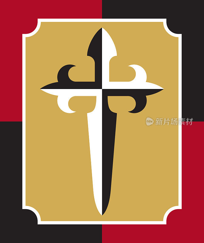 圣詹姆斯基督教十字架徽章或标志设计。